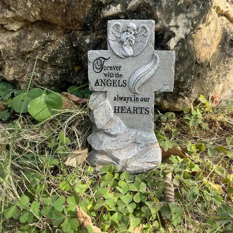 Angel Wing Garden Stone Pet Memorial Grave Marker - Pettributemarkers - 