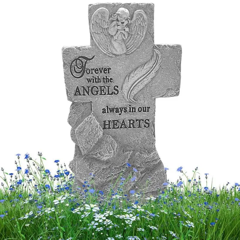 Angel Wing Garden Stone Pet Memorial Grave Marker - Pettributemarkers - 