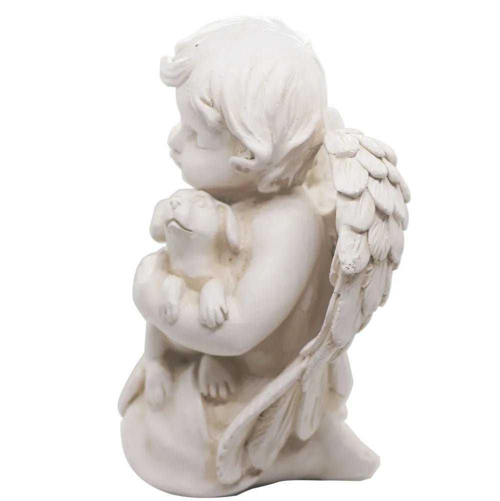 Angel with Dog Statue Pet Dog Memorial Statue - Pettributemarkers - 