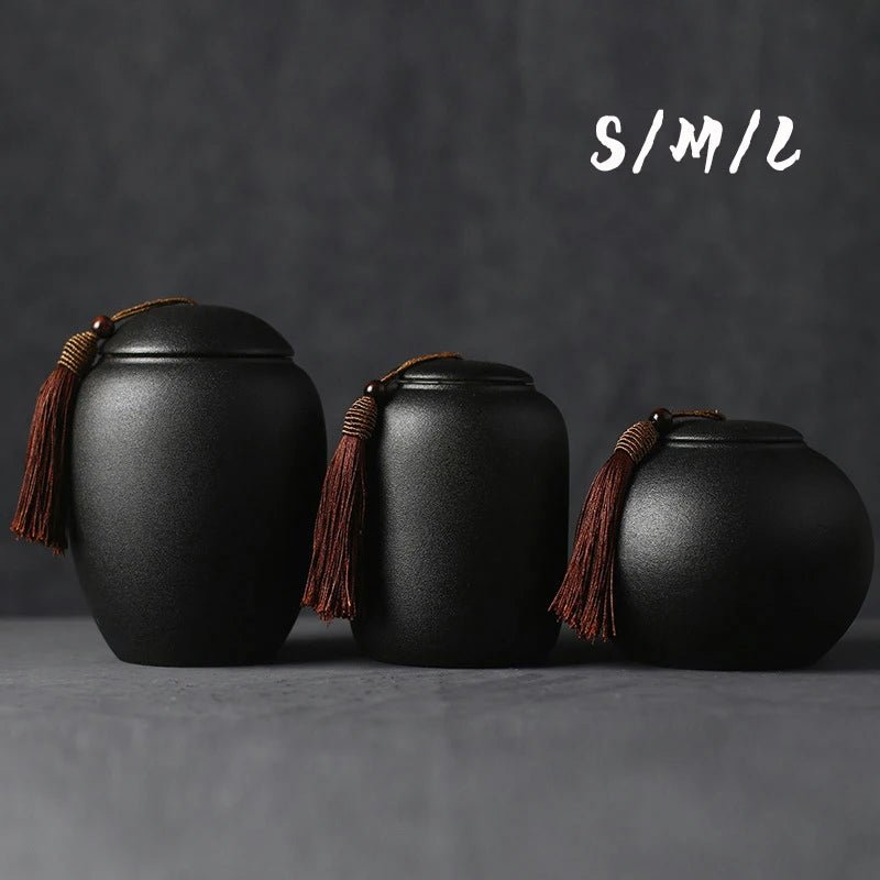 Beautiful, elegant, and stunning black ceramics pet urns for ashes - Pettributemarkers - 