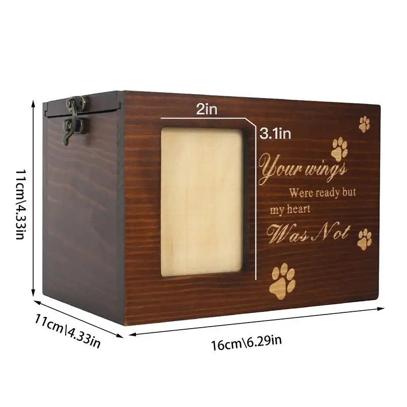 Wood Pet Keepsake Storage Box With Photo Frame - Pettributemarkers - 