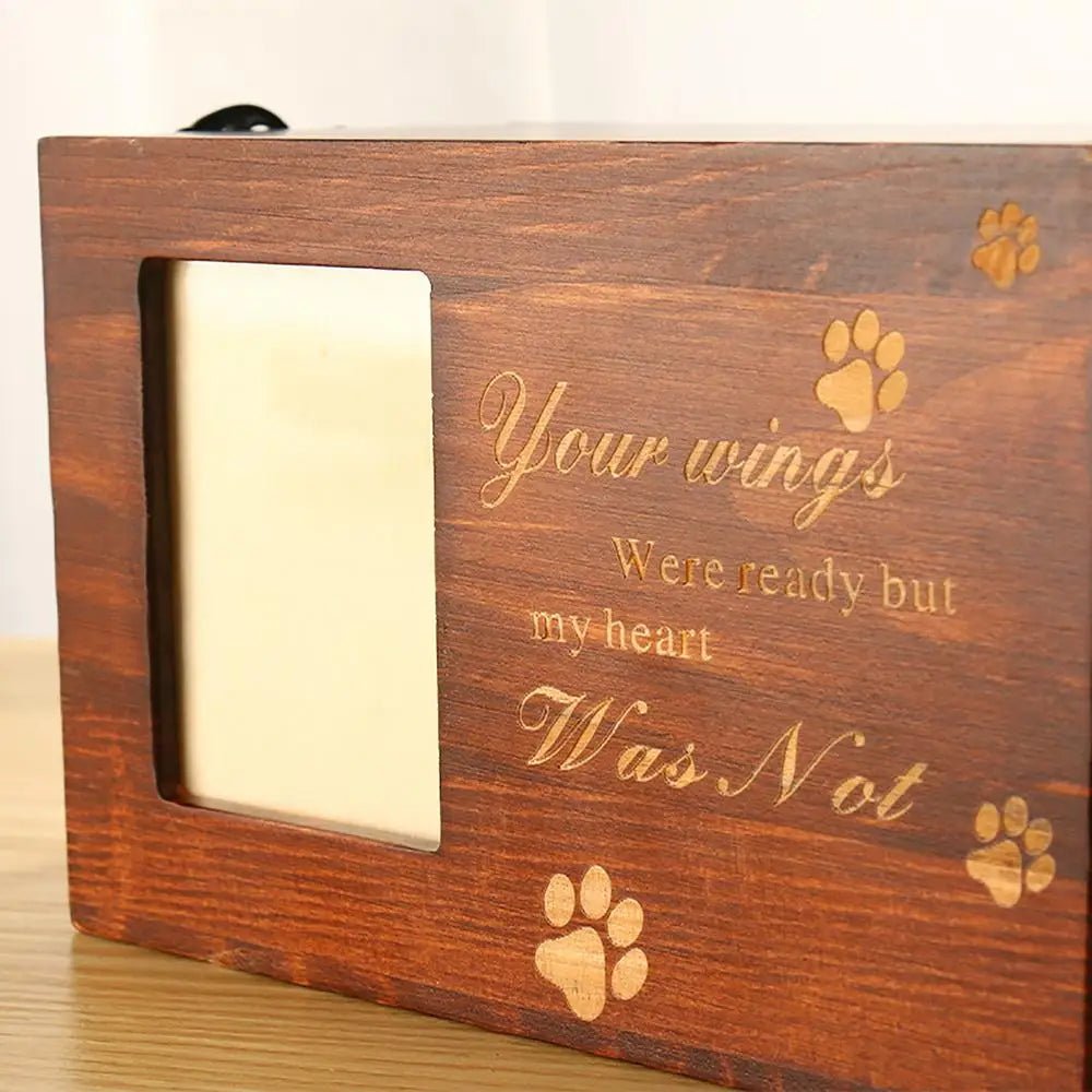 Wood Pet Keepsake Storage Box With Photo Frame - Pettributemarkers - 