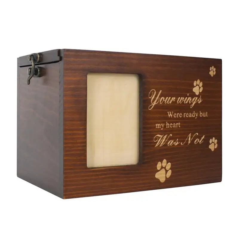 Wood Pet Keepsake Storage Box With Photo Frame - Pettributemarkers - 