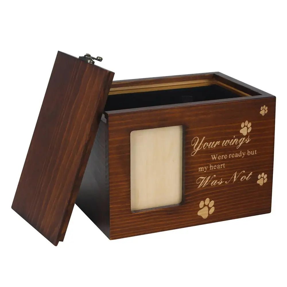 Wood Pet Keepsake Storage Box With Photo Frame - Pettributemarkers - 